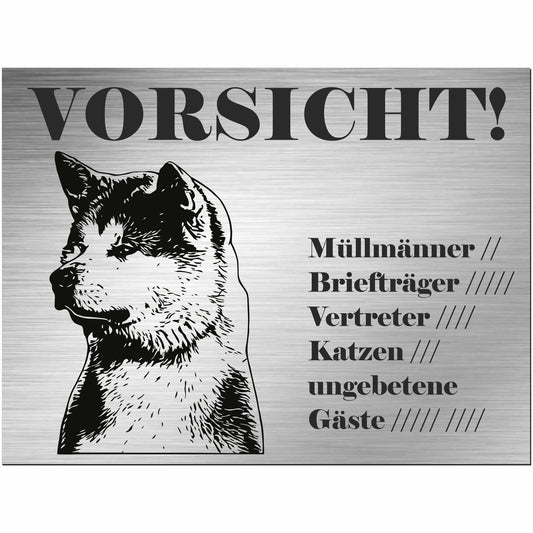Akita Inu - Schild bedruckt - Alu-Dibond Edelstahl Look
