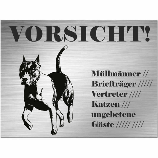 American Stafford - Schild bedruckt - Alu-Dibond Edelstahl Look