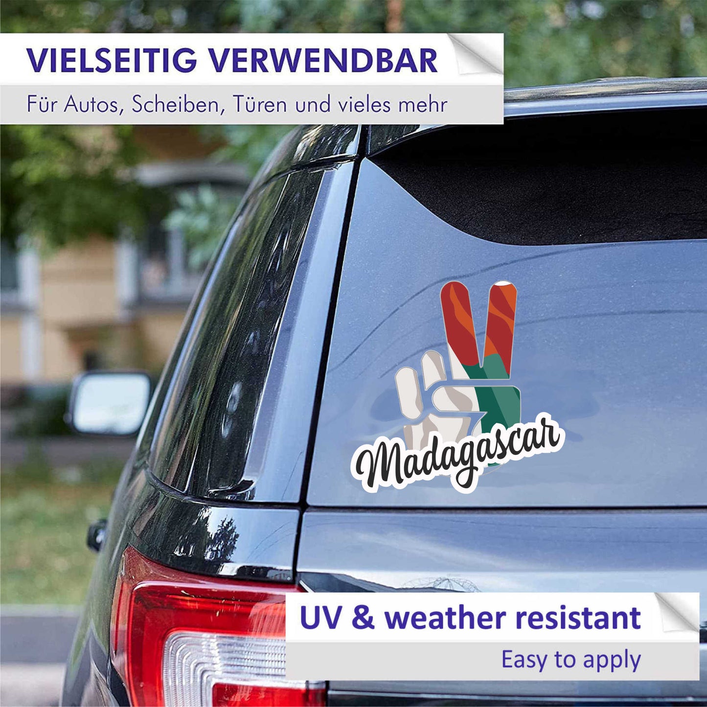Aufkleber - Autoaufkleber - Madagascar - Victory - Sieg - Heckscheibe