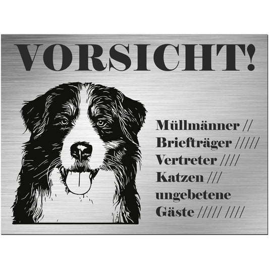 Berner Sennenhund - Schild bedruckt - Alu-Dibond Edelstahl Look