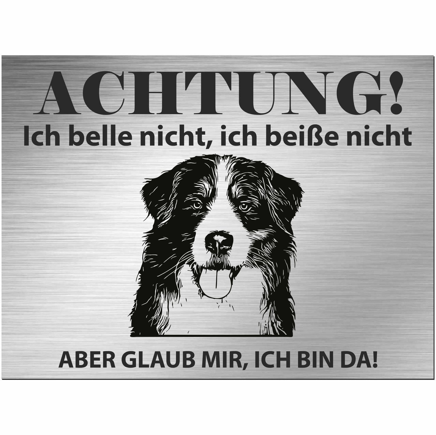 Berner Sennenhund - Schild bedruckt - Alu-Dibond Edelstahl Look
