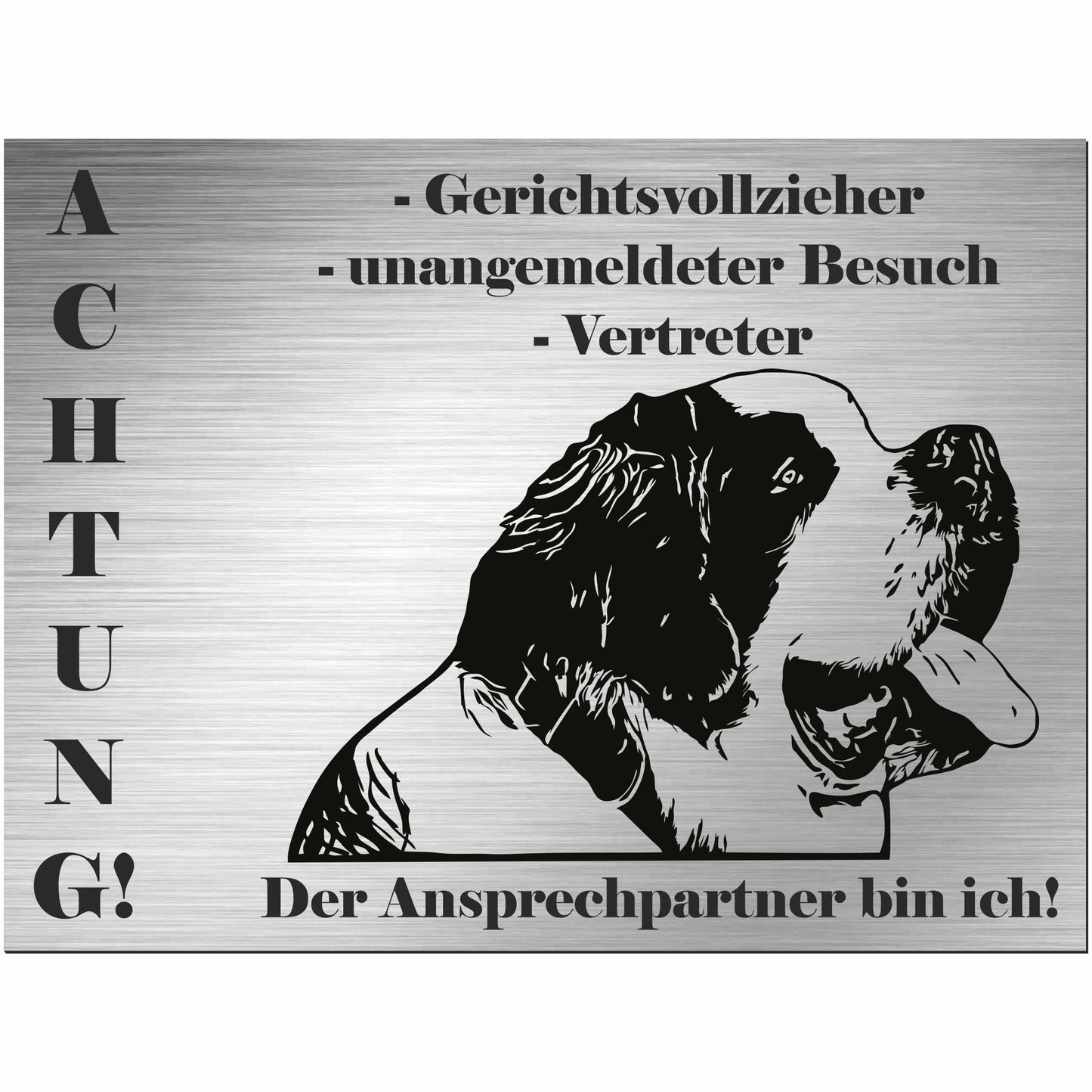 Bernhardiner - Schild bedruckt - Alu-Dibond Edelstahl Look