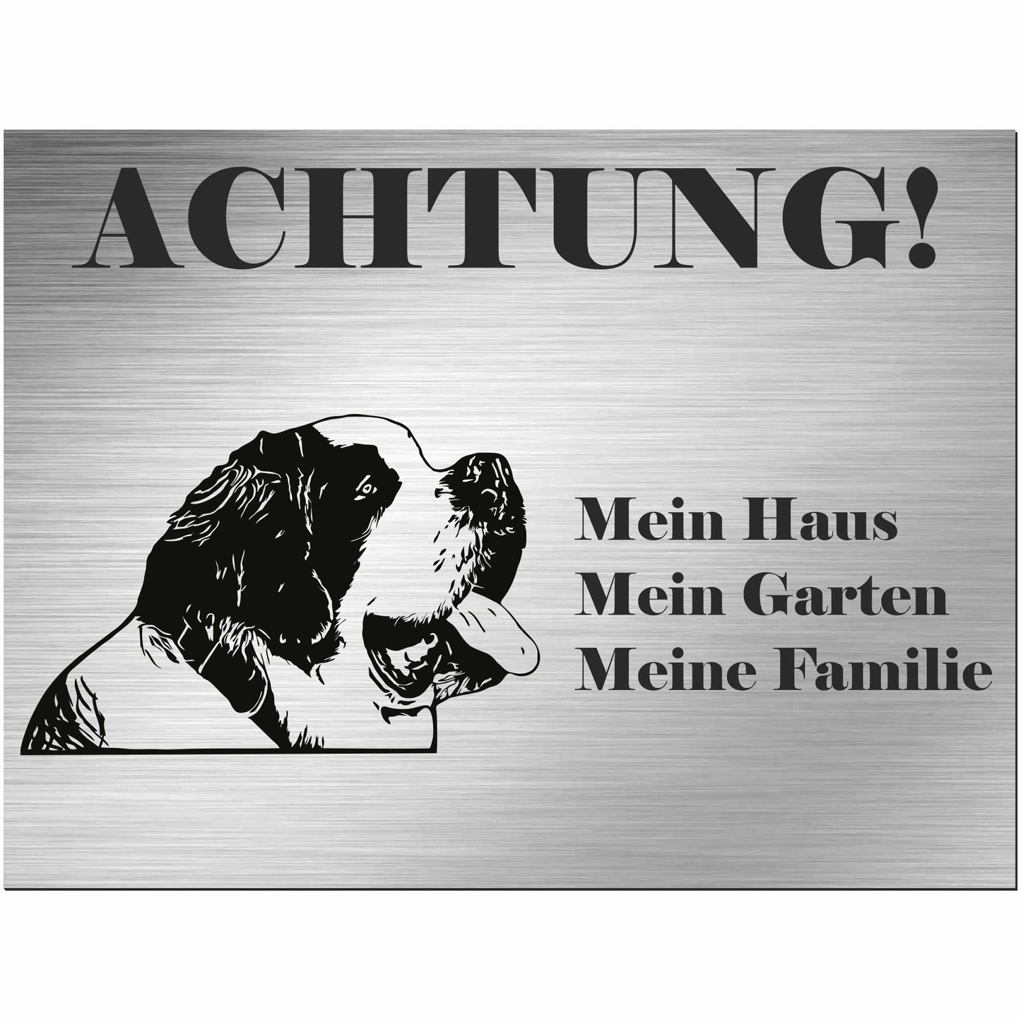 Bernhardiner - Schild bedruckt - Alu-Dibond Edelstahl Look