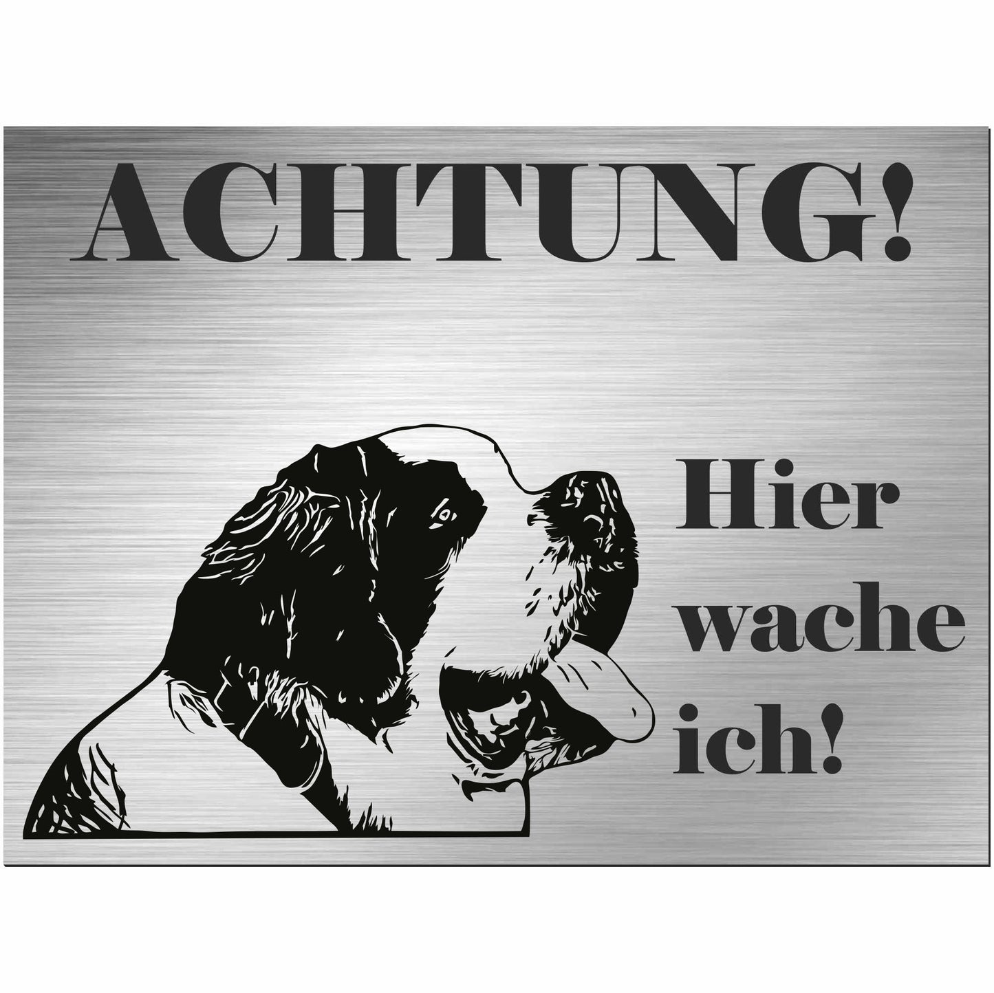Bernhardiner - Schild bedruckt - Alu-Dibond Edelstahl Look