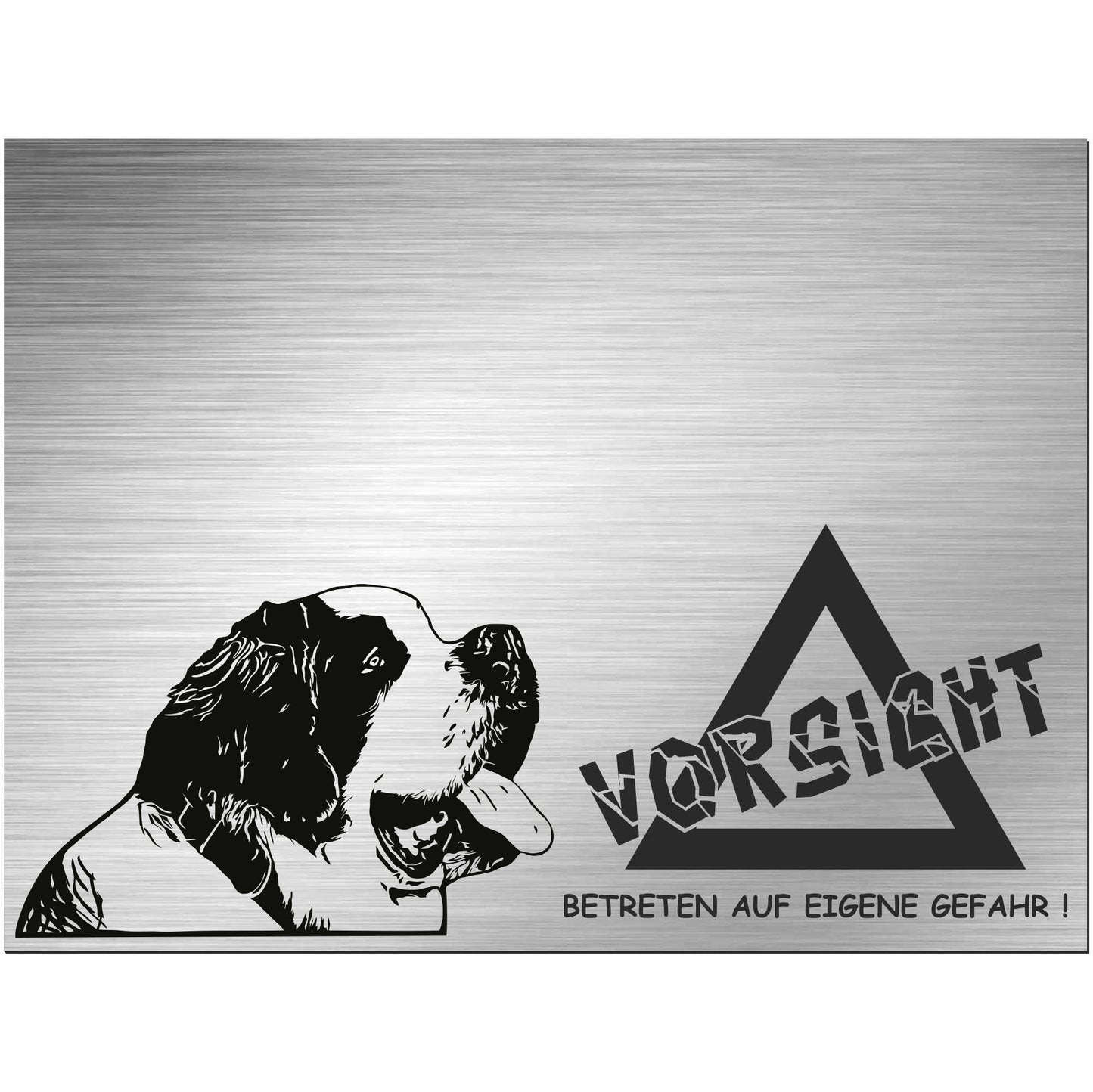 Bernhardiner - Schild bedruckt - Alu-Dibond Edelstahl Look