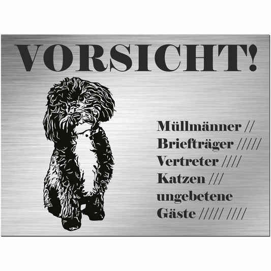Bichon Frisé - Schild bedruckt - Alu-Dibond Edelstahl Look