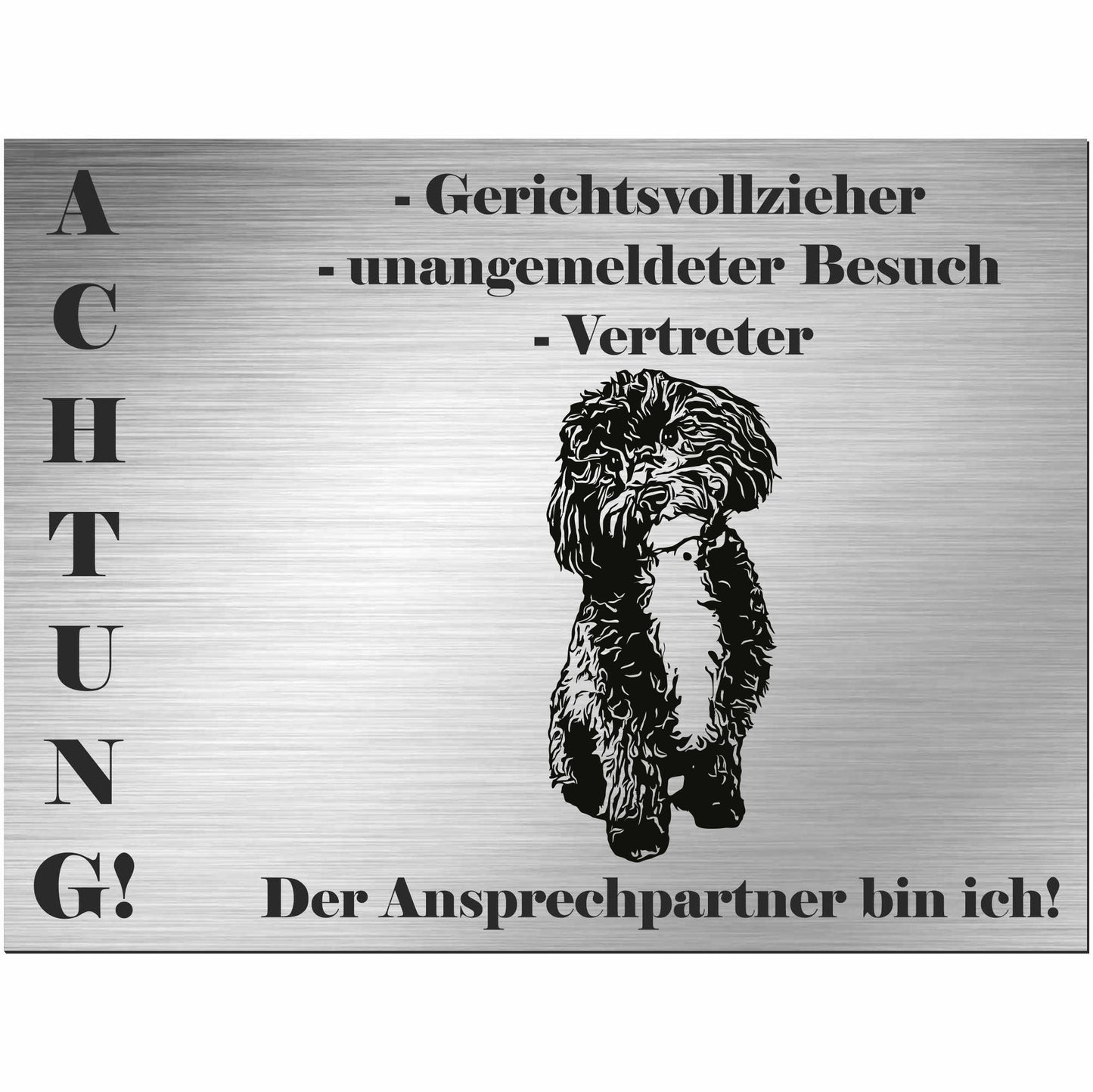 Bichon Frisé - Schild bedruckt - Alu-Dibond Edelstahl Look
