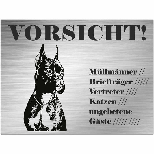 Boxer - Schild bedruckt - Alu-Dibond Edelstahl Look