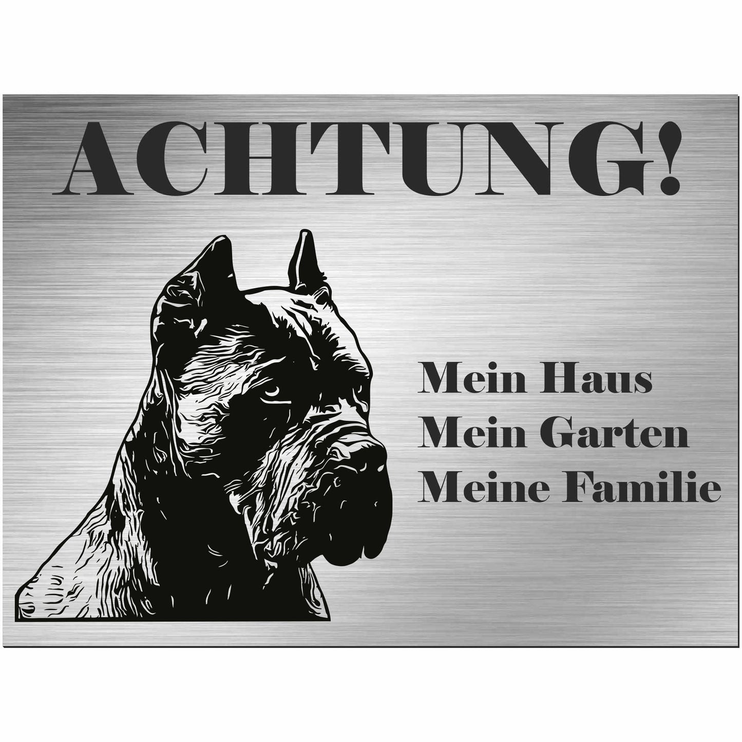 Cane Corso - Schild bedruckt - Alu-Dibond Edelstahl Look