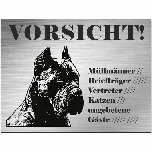 Cane Corso - Schild bedruckt - Alu-Dibond Edelstahl Look