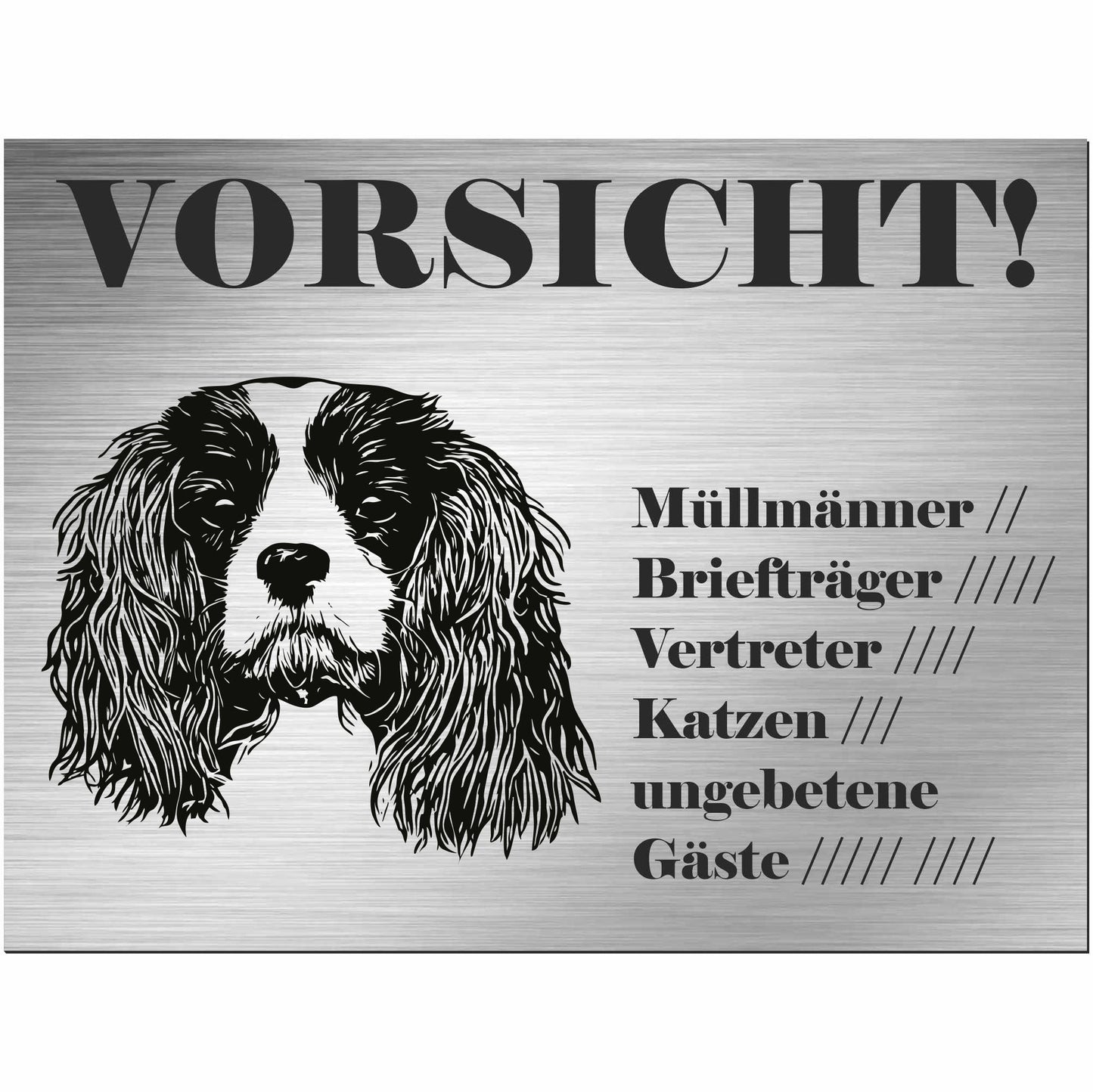 Cavalier King Charles Spaniel - Schild bedruckt - Alu-Dibond Edelstahl Look