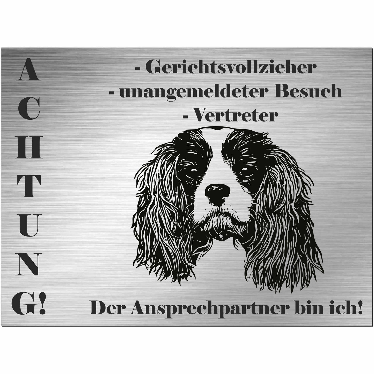 Cavalier King Charles Spaniel - Schild bedruckt - Alu-Dibond Edelstahl Look