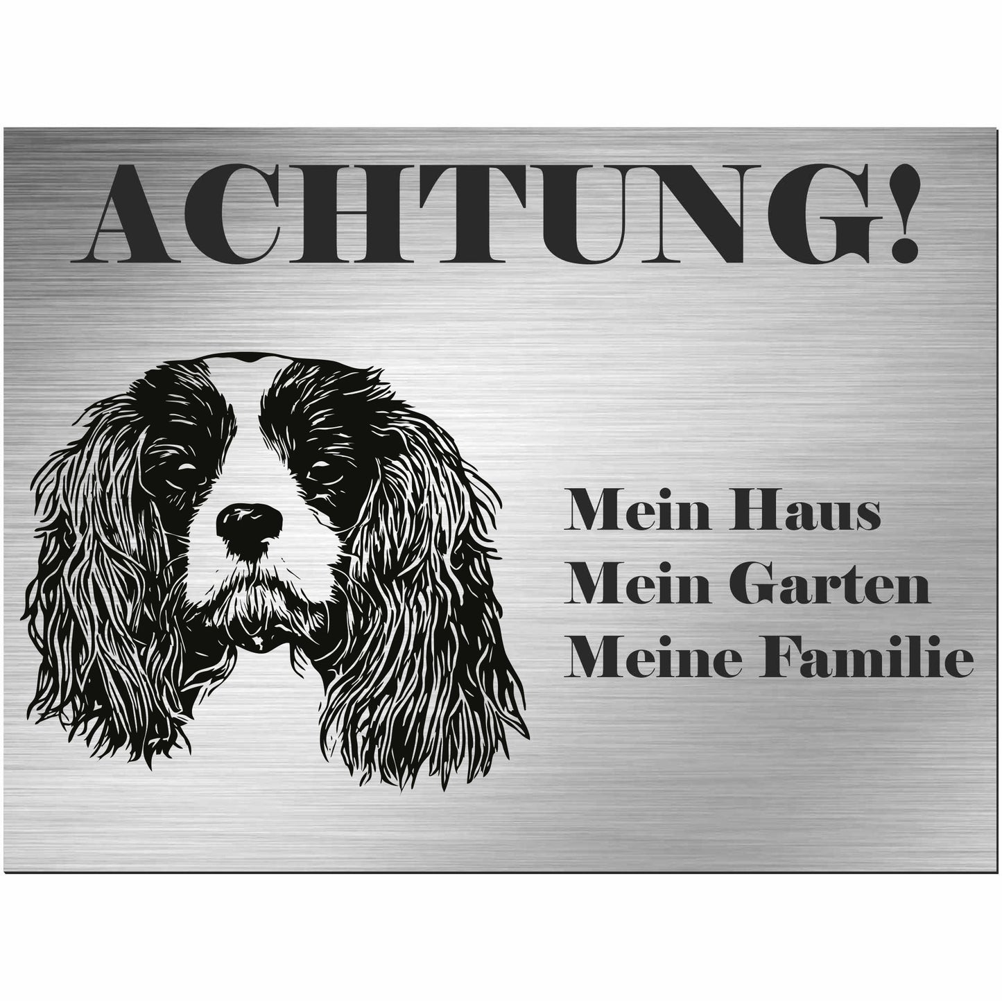 Cavalier King Charles Spaniel - Schild bedruckt - Alu-Dibond Edelstahl Look