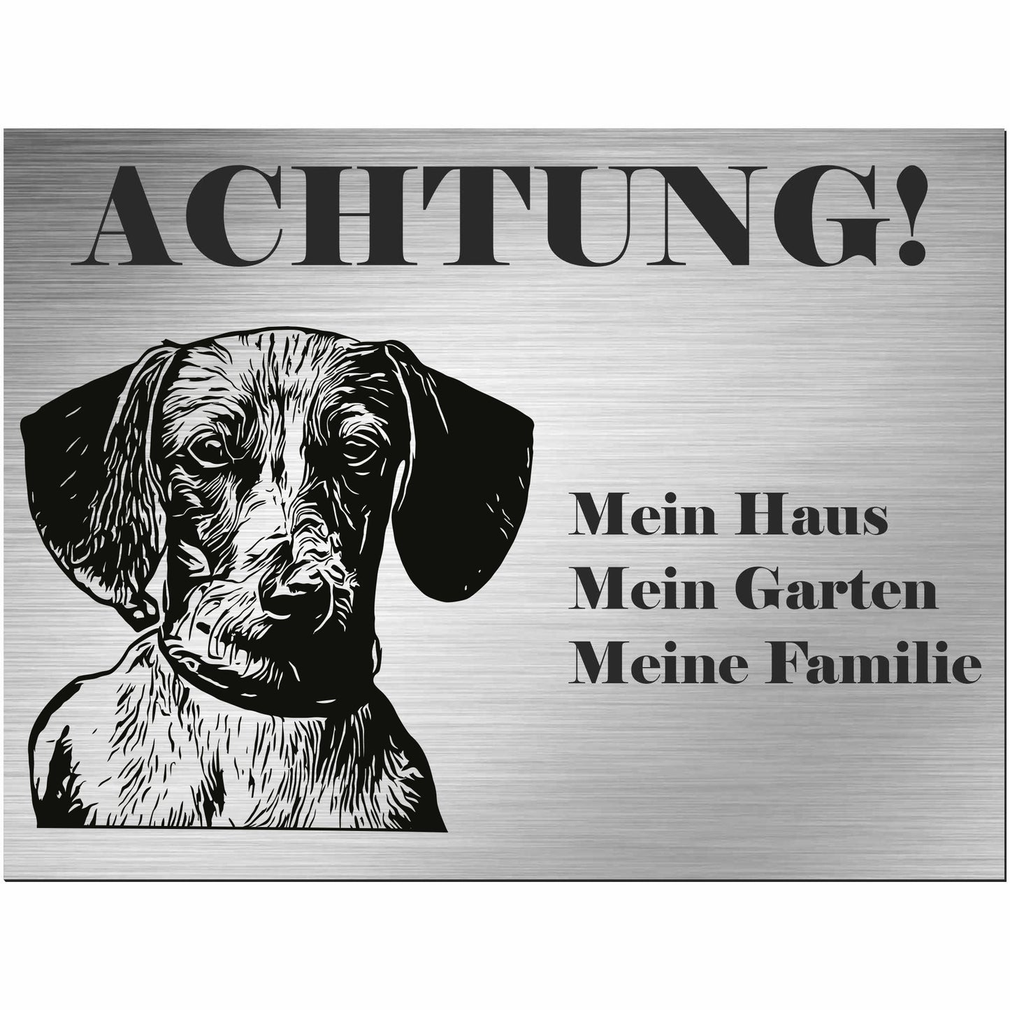 Dackel - Schild bedruckt - Alu-Dibond Edelstahl Look