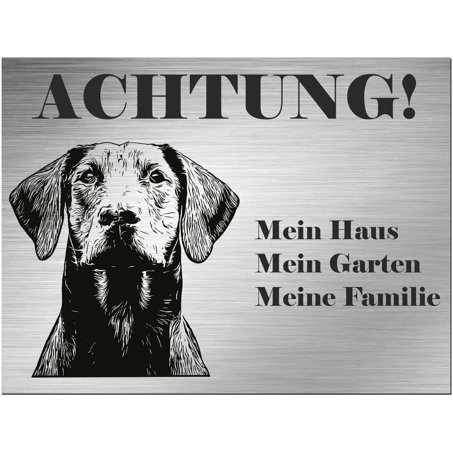 Dobermann - Schild bedruckt - Alu-Dibond Edelstahl Look