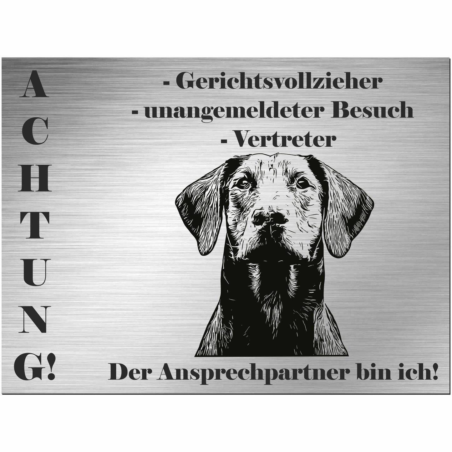 Dobermann - Schild bedruckt - Alu-Dibond Edelstahl Look