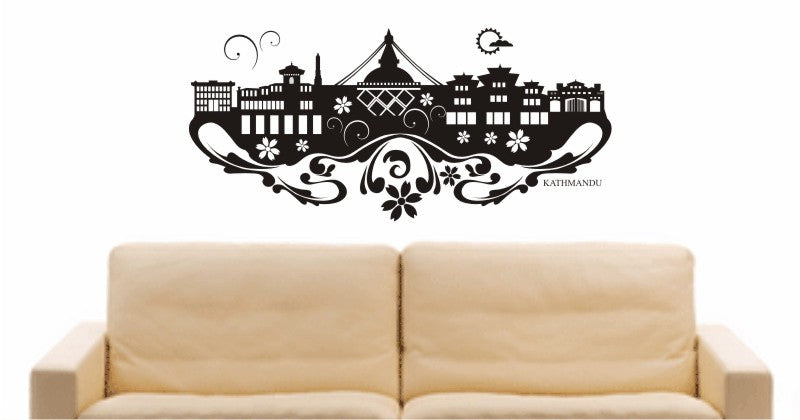 WANDTATTOO e554 Skyline Stadt - Kathmandu (Nepal) Design 3