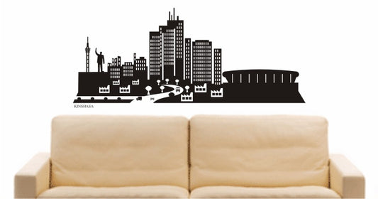 WANDTATTOO e557 Skyline Stadt - Kinshasa (Demokratische Republik Kongo) Design 2