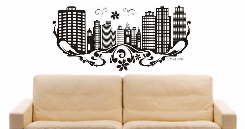 WANDTATTOO e557 Skyline Stadt - Kinshasa (Demokratische Republik Kongo) Design 3