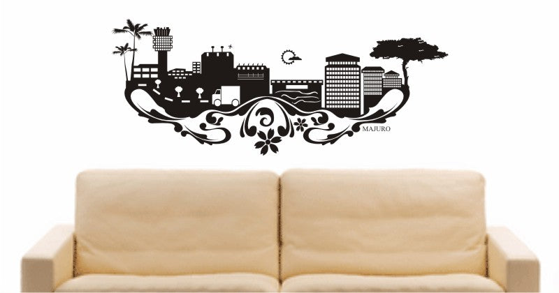 WANDTATTOO e568 Skyline Stadt - Majuro (Marshallinseln) Design 3