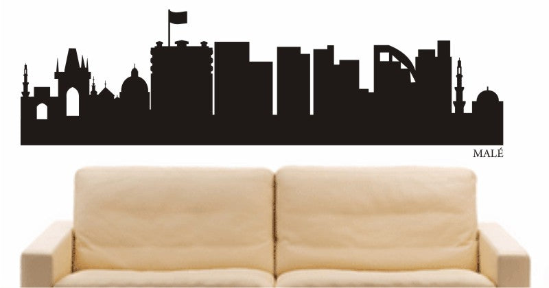 WANDTATTOO e570 Skyline Stadt - Malé (Malediven) Design 1