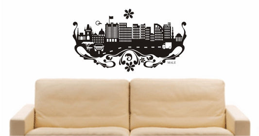 WANDTATTOO e570 Skyline Stadt - Malé (Malediven) Design 3
