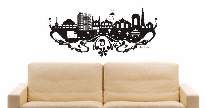 WANDTATTOO e584 Skyline Stadt - Neu-Delhi (Indien) Design 3