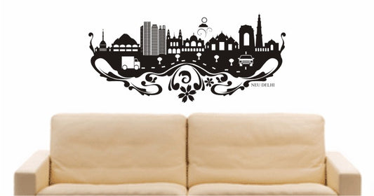 WANDTATTOO e584 Skyline Stadt - Neu-Delhi (Indien) Design 3