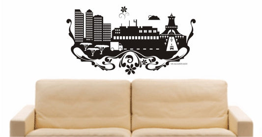 WANDTATTOO e591 Skyline Stadt - Ouagadougou (Burkina Fasos) Design 3