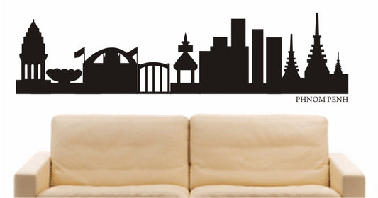 WANDTATTOO e596 Skyline Stadt - Phnom Penh ( Kambodscha) Design 1