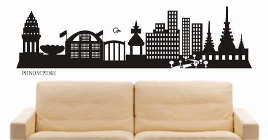 WANDTATTOO e596 Skyline Stadt - Phnom Penh ( Kambodscha) Design 2