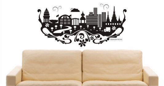 WANDTATTOO e596 Skyline Stadt - Phnom Penh ( Kambodscha) Design 3