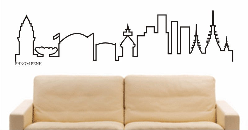 WANDTATTOO e596 Skyline Stadt - Phnom Penh ( Kambodscha) Design 4