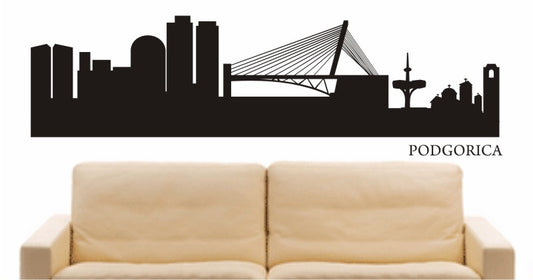 WANDTATTOO e597 Skyline Stadt - Podgorica ( Montenegro) Design 1