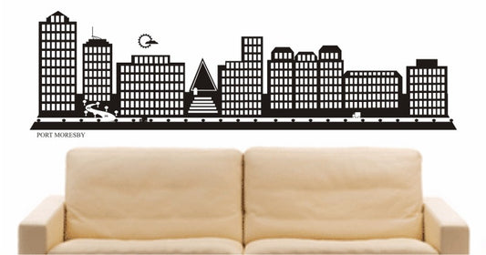 WANDTATTOO e599 Skyline Stadt - Port Moresby (Papua-Neuguinea) Design 2
