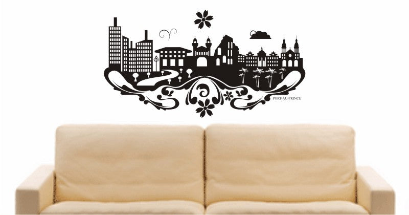 WANDTATTOO e600 Skyline Stadt - Port-au-Prince (Haiti) Design 3