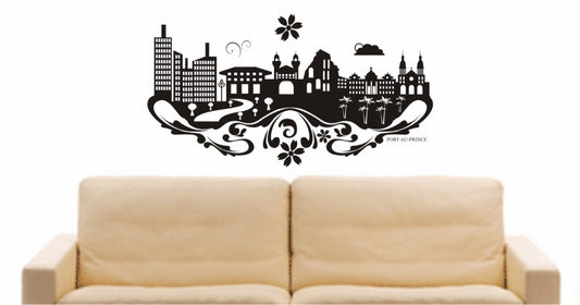 WANDTATTOO e600 Skyline Stadt - Port-au-Prince (Haiti) Design 3