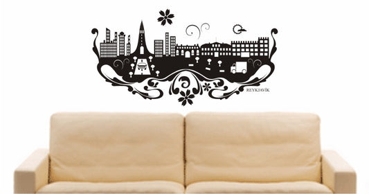 WANDTATTOO e609 Skyline Stadt - Reykjavík (Island) Design 3