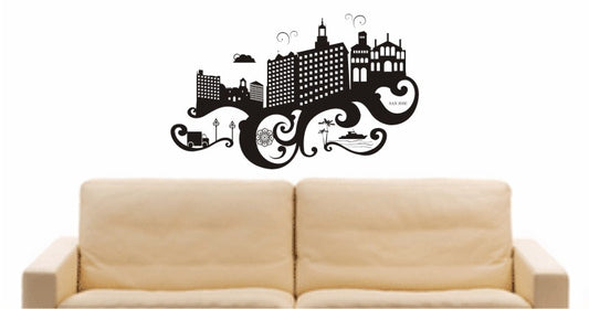 WANDTATTOO e614 Skyline Stadt - San José (Kalifornien) Design 3