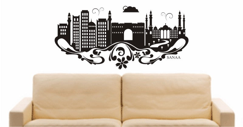 WANDTATTOO e617 Skyline Stadt - Sanaa (Jemens) Design 3