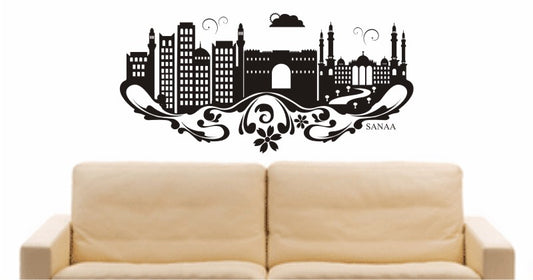 WANDTATTOO e617 Skyline Stadt - Sanaa (Jemens) Design 3