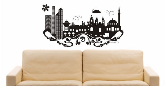 WANDTATTOO e621 Skyline Stadt - Sarajevo (Bosnien und Herzegowina) Design 3
