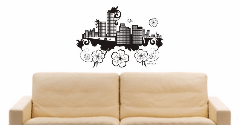 WANDTATTOO e638 Skyline Stadt - Abu Dhabi (Vereinigte Arabische Emirate) Design 3