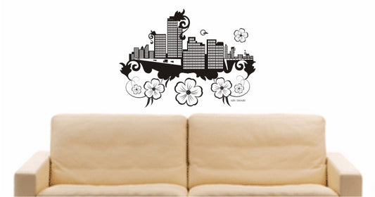 WANDTATTOO e638 Skyline Stadt - Abu Dhabi (Vereinigte Arabische Emirate) Design 3