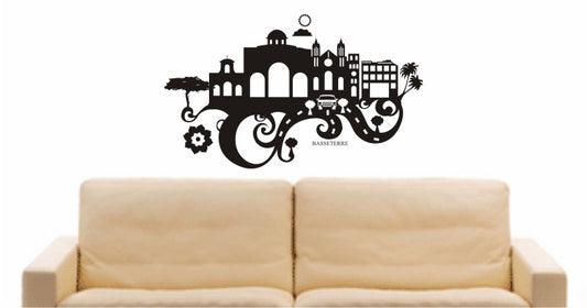 WANDTATTOO e643 Skyline Stadt - Basseterre (St. Kitts und Nevis ) Design 3