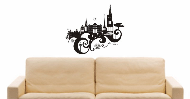 WANDTATTOO e645 Skyline Stadt - Bern ( Schweiz) Design 3
