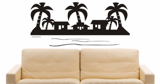 WANDTATTOO e659 Skyline Stadt - Funafuti (Inselstaats Tuvalu) Design 2