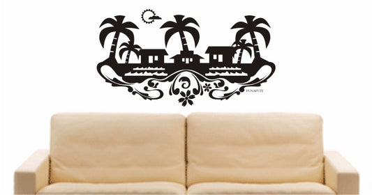 WANDTATTOO e659 Skyline Stadt - Funafuti (Inselstaats Tuvalu) Design 3