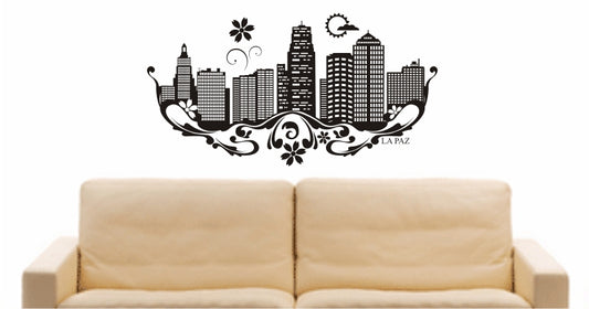 WANDTATTOO e673 Skyline Stadt - la paz (Boliviens) Design 3