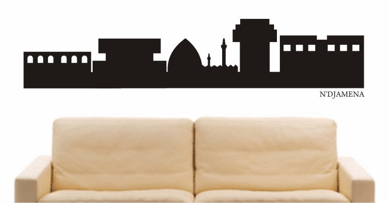 WANDTATTOO e683 Skyline Stadt - N'Djamena (Republik Tschad ) Design 1